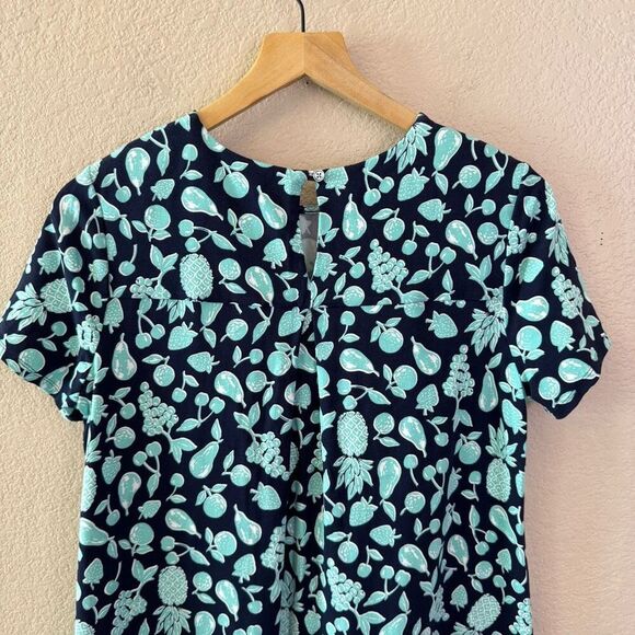 J Jill Wearever Womens Dress Small Fruit Pineapple Short Sleeves Stretch Jersey - Picture 7 of 12